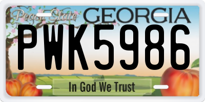 GA license plate PWK5986