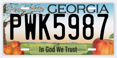 GA license plate PWK5987