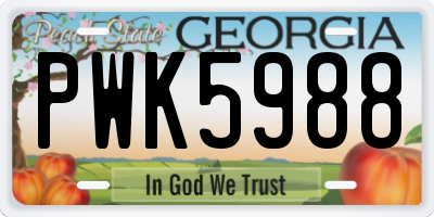 GA license plate PWK5988