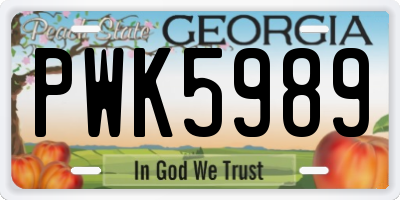GA license plate PWK5989