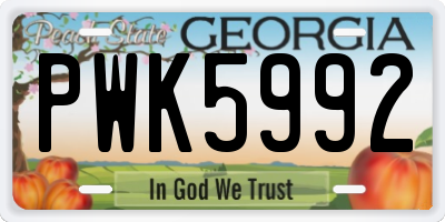 GA license plate PWK5992