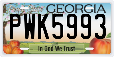 GA license plate PWK5993