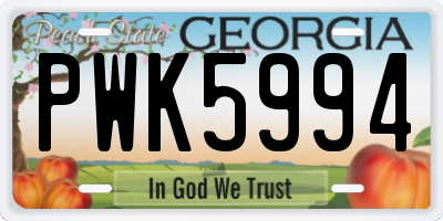 GA license plate PWK5994