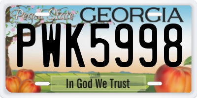 GA license plate PWK5998