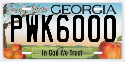 GA license plate PWK6000