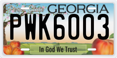 GA license plate PWK6003