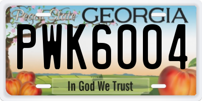 GA license plate PWK6004