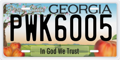 GA license plate PWK6005
