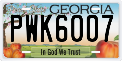 GA license plate PWK6007