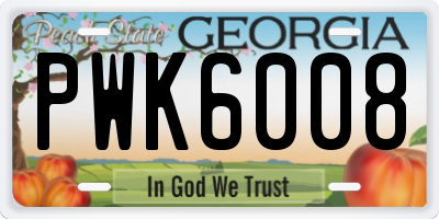 GA license plate PWK6008