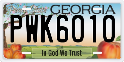 GA license plate PWK6010