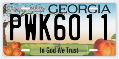 GA license plate PWK6011