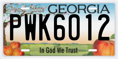 GA license plate PWK6012