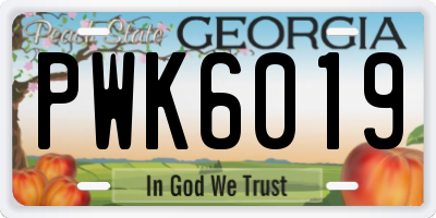 GA license plate PWK6019