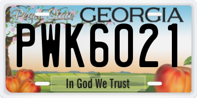 GA license plate PWK6021