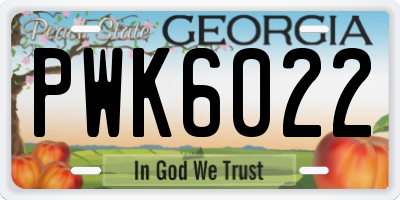GA license plate PWK6022