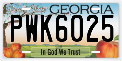 GA license plate PWK6025