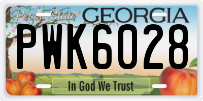GA license plate PWK6028