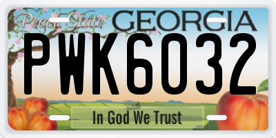 GA license plate PWK6032