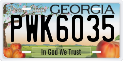 GA license plate PWK6035