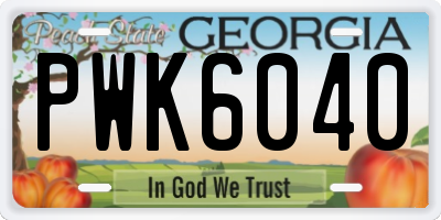 GA license plate PWK6040