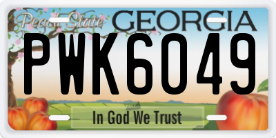GA license plate PWK6049