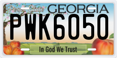 GA license plate PWK6050