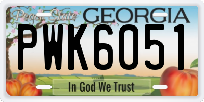 GA license plate PWK6051