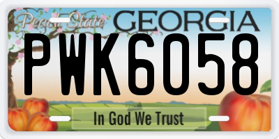 GA license plate PWK6058