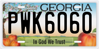 GA license plate PWK6060