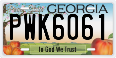 GA license plate PWK6061