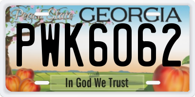 GA license plate PWK6062
