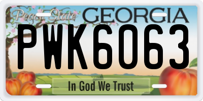 GA license plate PWK6063