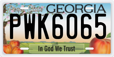 GA license plate PWK6065