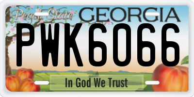 GA license plate PWK6066