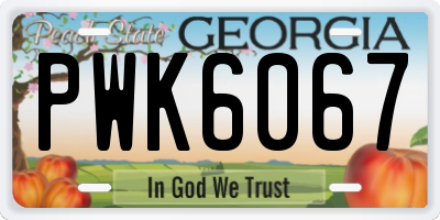 GA license plate PWK6067