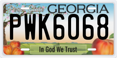 GA license plate PWK6068