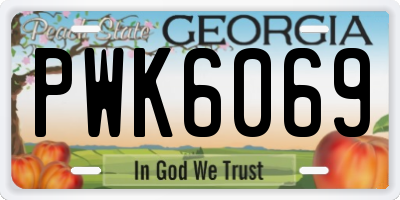 GA license plate PWK6069