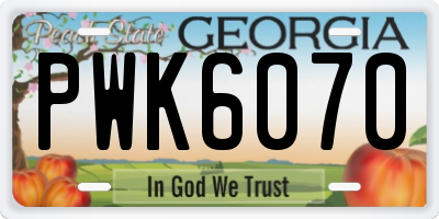 GA license plate PWK6070