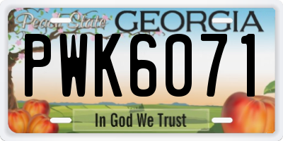GA license plate PWK6071