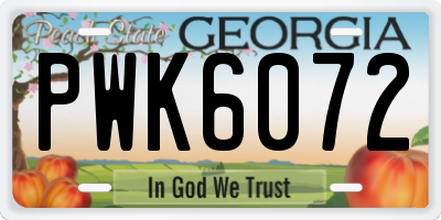 GA license plate PWK6072