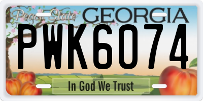 GA license plate PWK6074