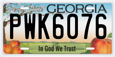 GA license plate PWK6076