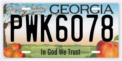 GA license plate PWK6078
