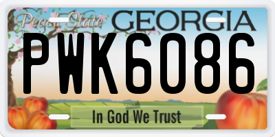 GA license plate PWK6086