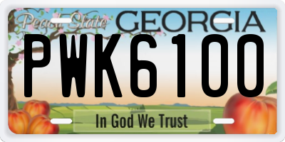 GA license plate PWK6100