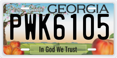 GA license plate PWK6105
