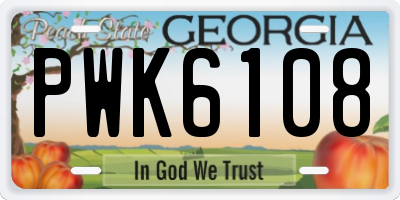 GA license plate PWK6108