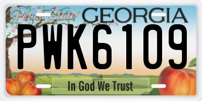 GA license plate PWK6109