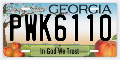 GA license plate PWK6110